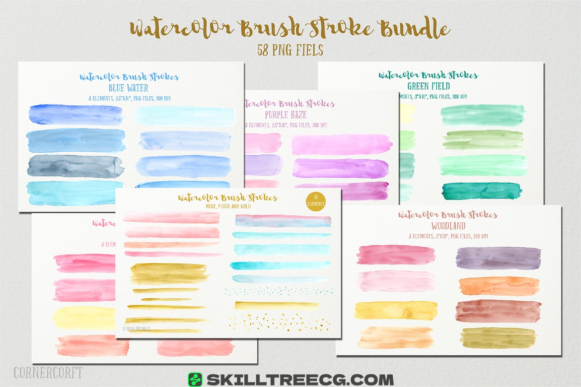 Watercolor Brush Stroke Bundle（835158）-技能树